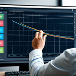 A professional game optimization analyst, fully clothed in a modest business casual outfit, intently reviewing a complex graphical settings menu on a large, high-resolution monitor in a modern, well-lit office. The screen prominently displays sliders for texture quality, dynamic shadows, and an overlay of customizable user interface elements, emphasizing the meticulous balance between visual fidelity and performance efficiency. The analyst's well-formed hands are precisely manipulating a mouse. The scene conveys a clean, organized, and professional atmosphere. This image is safe for work, appropriate content, fully clothed, and professional. Perfect anatomy, correct proportions, natural pose, high quality photography.