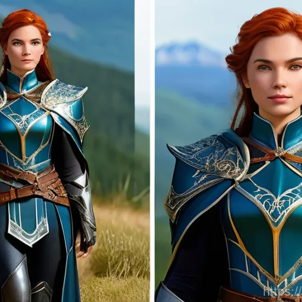 아키에이지 신규 아이템 트렌드 - All clothing is substantial and non-revealing."

**Prompt 3: Customized Hero in a Grand Landscape**
...