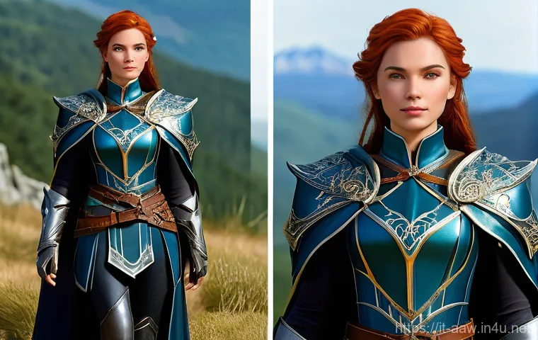 아키에이지 신규 아이템 트렌드 - All clothing is substantial and non-revealing."

**Prompt 3: Customized Hero in a Grand Landscape**
...