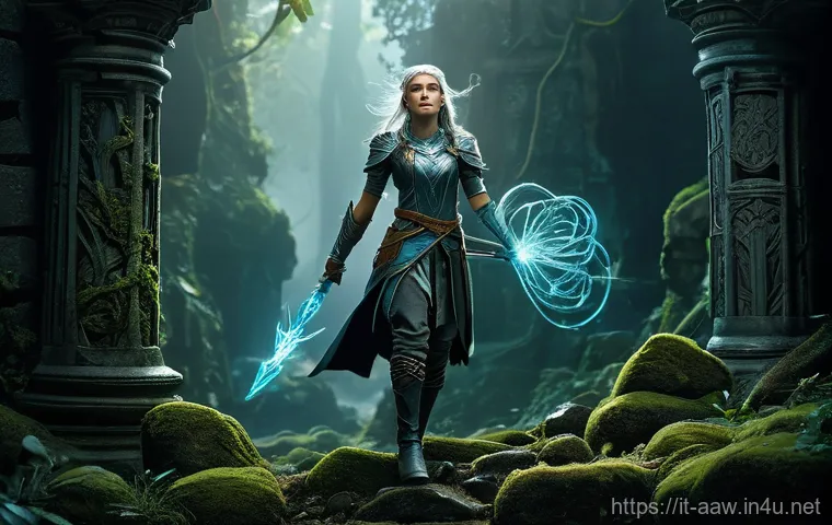 아키에이지 진영별 인기 클래스 - **Prompt 1: Heroic Female Adventurer in Ancient Ruins**
    "A heroic female elven adventurer, aroun...