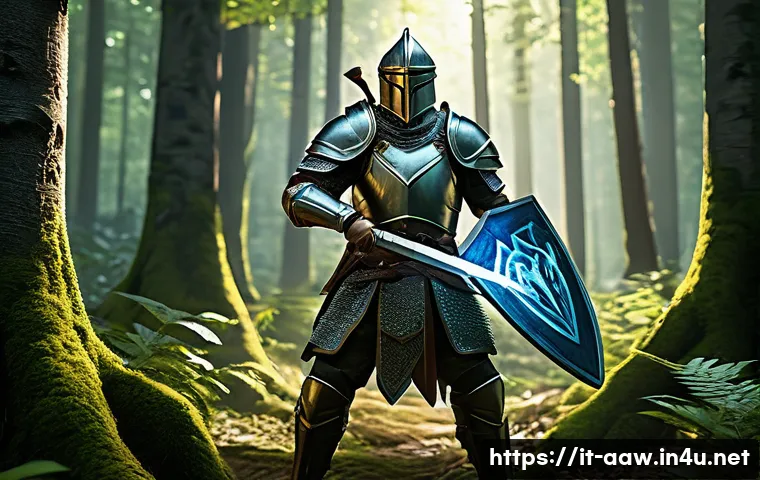 아키에이지 정기 업데이트 패치 - A dynamic fantasy battle scene featuring a versatile warrior class in detailed armor wielding a glow...