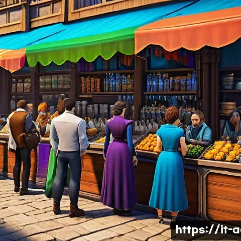 아키에이지 서버 간 거래소 차이 - A bustling virtual marketplace scene set in a futuristic MMORPG game server inspired by European aes...