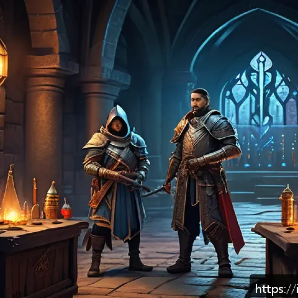아키에이지 던전 주간 이벤트 - A detailed fantasy RPG scene showing a group of four adventurers preparing for a weekly dungeon raid...