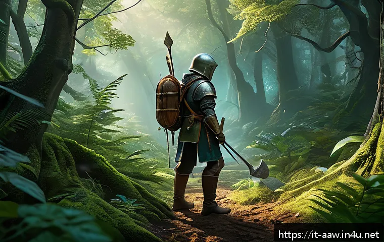 아키에이지 생활 스킬 효율 높이기 - A detailed fantasy landscape showing a skilled adventurer gathering rare crafting materials in a sec...