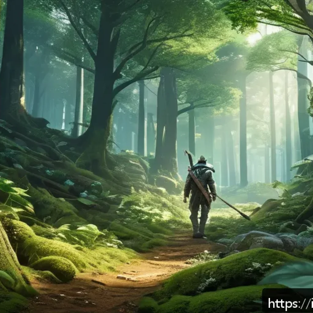 아키에이지 상위 등급 재료 위치 - A detailed fantasy landscape depicting a remote, lush forest area known as Naryu Forest, filled with...
