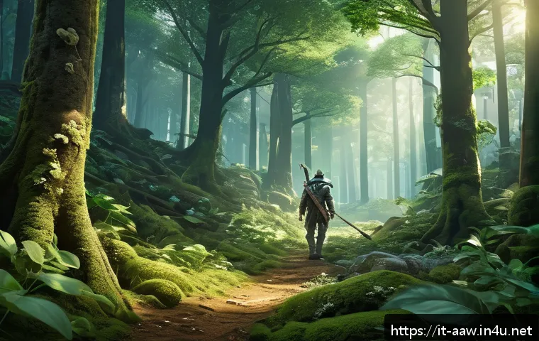 아키에이지 상위 등급 재료 위치 - A detailed fantasy landscape depicting a remote, lush forest area known as Naryu Forest, filled with...