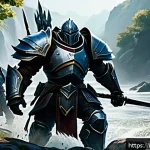 아키에이지 대규모 PvP 필수 팁 - A dynamic battlefield scene in a fantasy MMORPG setting, showcasing a well-balanced PvP team engagin...