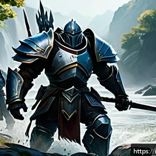 아키에이지 대규모 PvP 필수 팁 - A dynamic battlefield scene in a fantasy MMORPG setting, showcasing a well-balanced PvP team engagin...