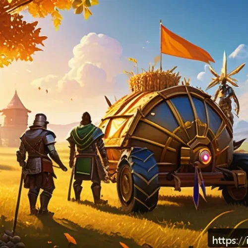 아키에이지 주간 이벤트 활용법 - A vibrant fantasy game scene depicting a group of diverse players collaborating during a weekly &ldquo;Har...