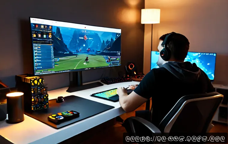 아키에이지 최상위 유저 가이드 - Photorealistic Italian esports enthusiast in a modern Milan apartment, focused at a premium multi-mo...